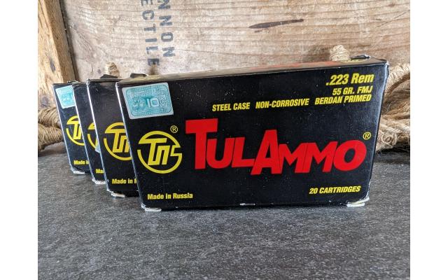80 Rounds of TulAmmo .223Remington Steel Cased Ammo
