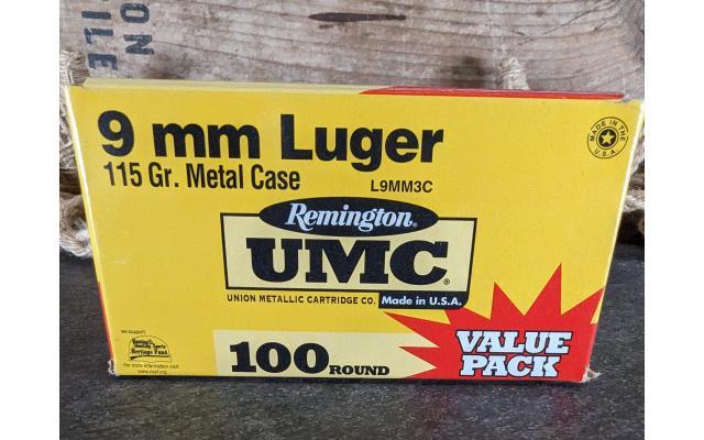 100 Rounds of Remington UMC 9mm Ammo