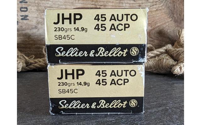 100 Rounds of Sellier & Bellot HP .45ACP Ammo
