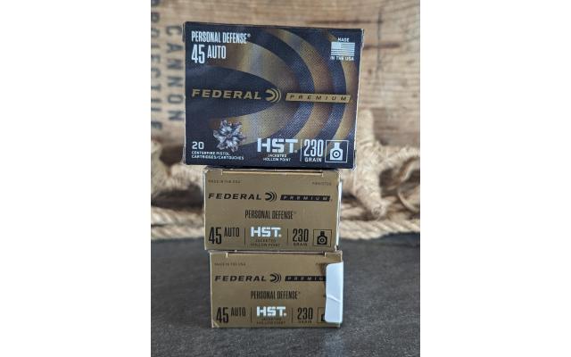 60 Rounds of Federal .45ACP HP Defense Ammo