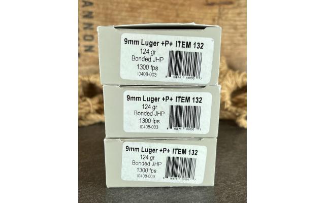 60 Rounds of Underwood 9mm+P Bonded JHP 124Gr