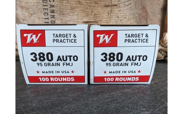 200 Rounds of Winchester 95Gr .380ACP FMJ Ammo