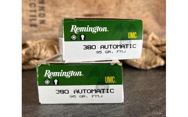 100 Rounds of Remington .380acp 95Gr FMJ