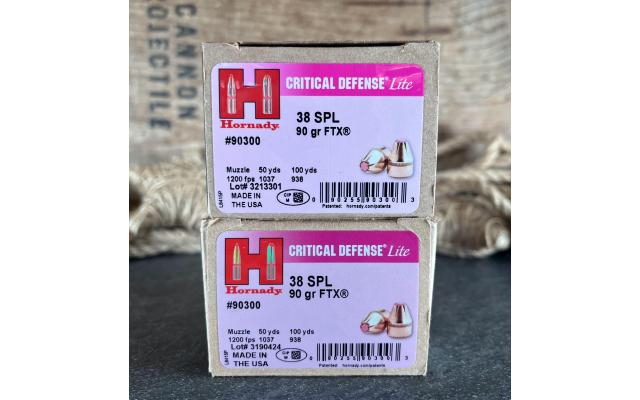 50 Rounds of Hornady Critical Defense Lite .38Spl 90Gr