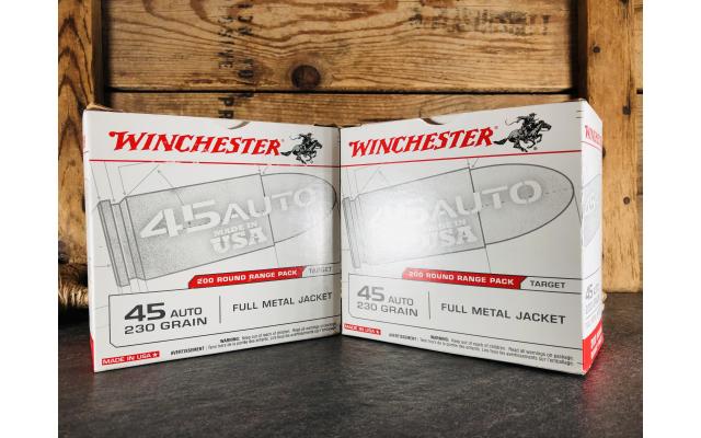 400 Rounds of Winchester .45acp 230 Grain FMJ Ammunition