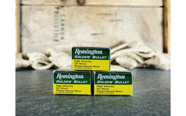 150 Rounds of Remington Golden Bullet .22 Short Plated Round Nose Ammunition