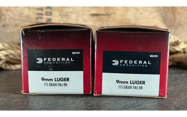 200 Rounds of Federal 9mm 115Gr FMJ