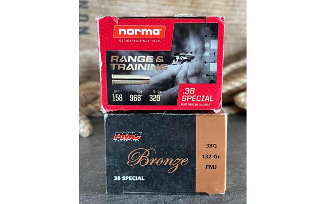 100 Rounds of Brass Cased .38Spl FMJ