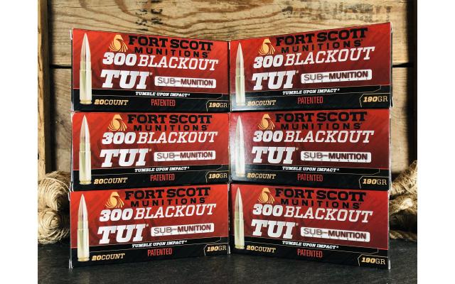 120 Rounds of Fort Scott Munitions .300 Blackout 190gr TUI Subsonic Ammunition