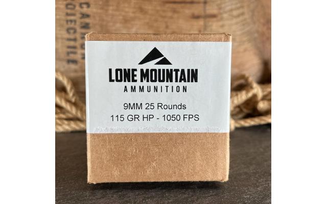 25 Rounds of Lone Mountain 9mm 115Gr Hollow Points