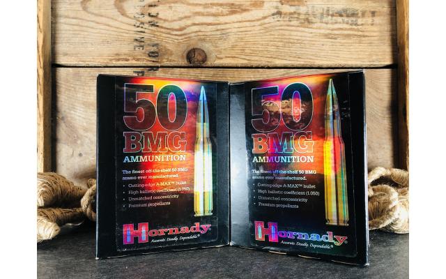 20 Rounds of Hornady .50BMG 750gr A-MAX Ammunition