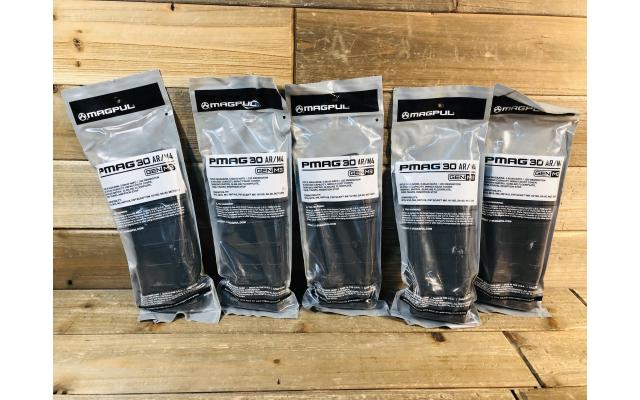 Five New Magpul PMAG30 5.56 NATO Magazines