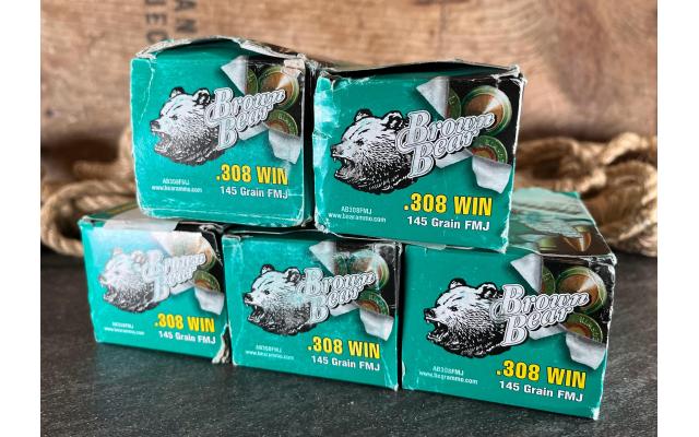 100 Rounds of Brown Bear .308Win 145Gr FMJ