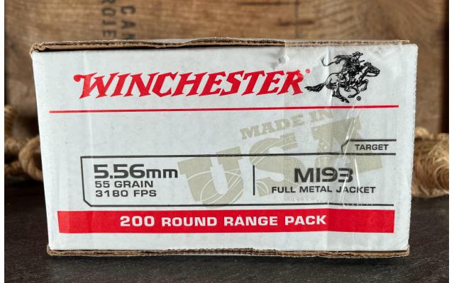 200 Rounds of Winchester M193 5.56NATO 55Gr FMJ