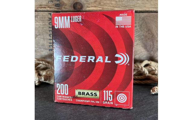 200 Rounds of Federal 9mm 115Gr FMJ