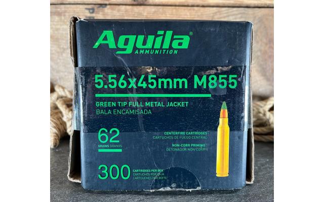 300 Rounds of Aguila 5.56NATO M855 62Gr Green Tip FMJ