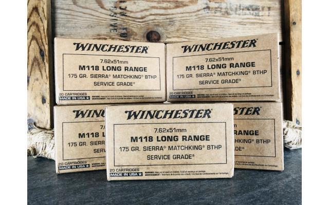 100 Rounds of 7.62x51mm M118 Long Range 175gr Ammunition