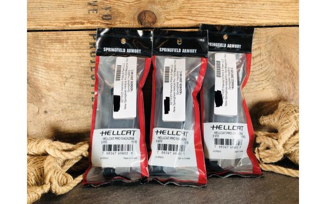Three new Springfield Hellcat Pro Fifteen Round Capacity Magazines