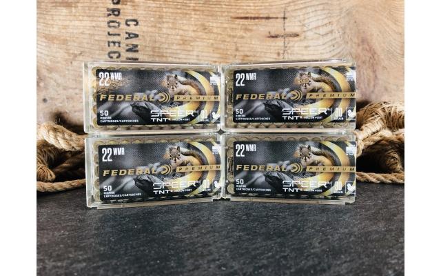 200 Rounds of Federal Premium .22WMR 30gr SPEER TNT Hollow Point Ammunition