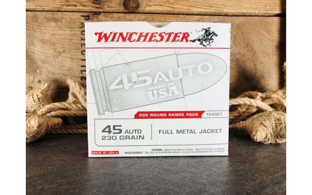 200 Rounds of Winchester .45acp 230gr FMJ Ammunition
