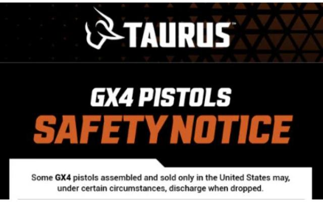 Taurus GX4 Safety Notice