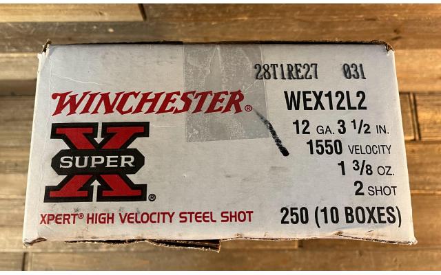 250 Rounds of Winchester Super X 12ga 3 1/2" 2 Shot Waterfowl