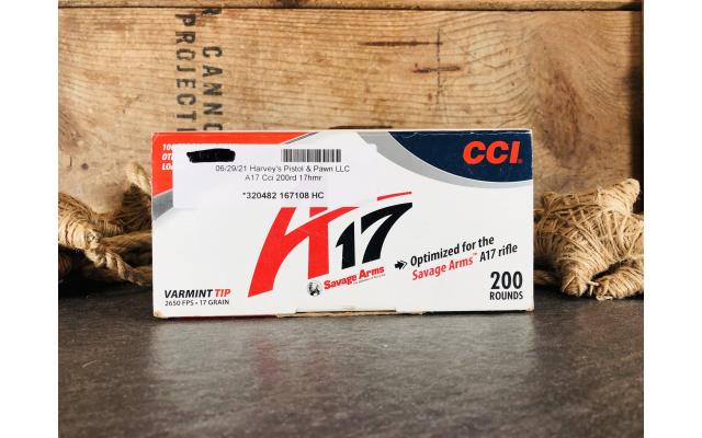 200 Rounds of CCI .17HMR 17gr Varmint Tip Ammunition