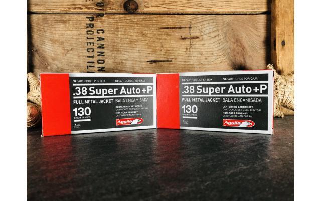 100 Rounds of Aguila .38 Super Auto +P FMJ 130gr Ammunition
