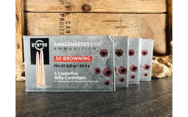 20 Rounds of PPU .50 Browning 625gr FMJ Ammunition