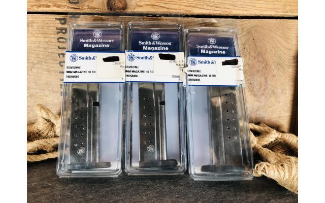 Three New Smith & Wesson SD9/SD9VE Sixteen Round Capacity Magazines