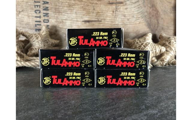 100 Rounds TulAmmo .223Rem 55gr FMJ Ammunition