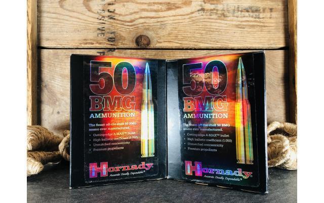 20 Rounds of Hornady .50BMG 750gr A-MAX Ammunition