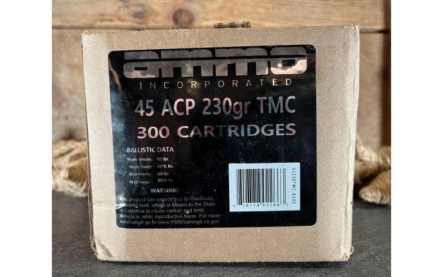 300 Rounds of Ammo Inc .45acp 230Gr TMC