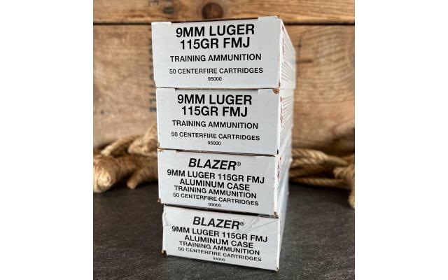 200 Rounds of Blazer 9mm 115Gr FMJ