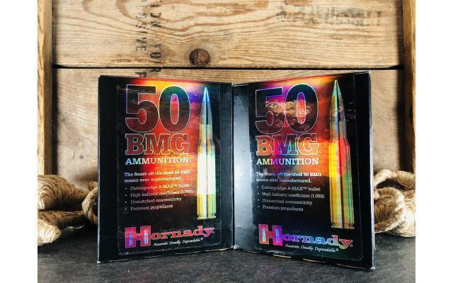 20 Rounds of Hornady .50BMG 750gr A-MAX Ammunition
