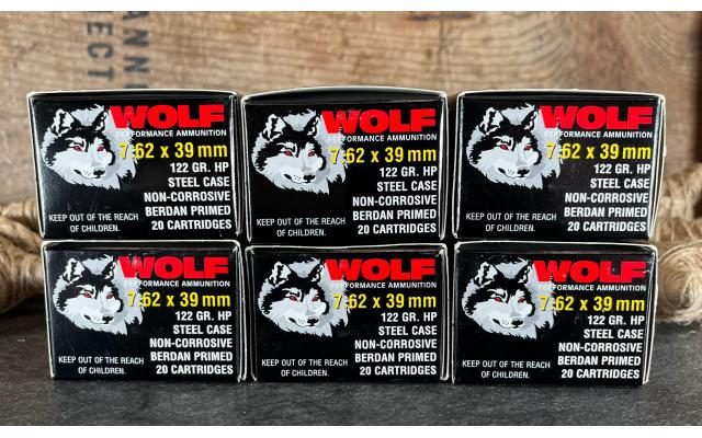 120 Rounds of Wolf 7.62x39mm 122Gr HP
