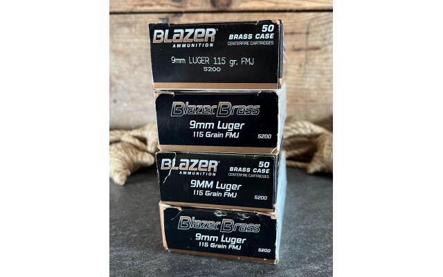 200 Rounds of Blazer 9mm 115Gr FMJ