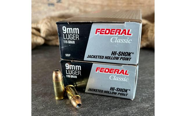 100 Rounds of Federal 9mm 115Gr JHP