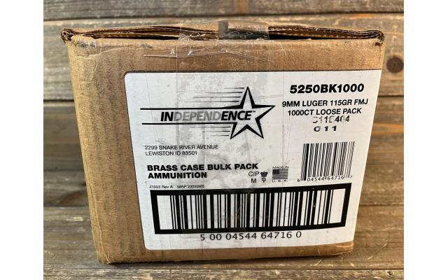 1000 Rounds of Independence 9mm 115Gr FMJ