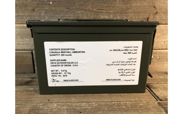 820 Rounds of  M855 5.56 NATO Green Tip 62gr Ammunition