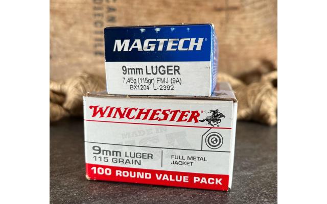 150 Rounds of 9mm 115Gr FMJ