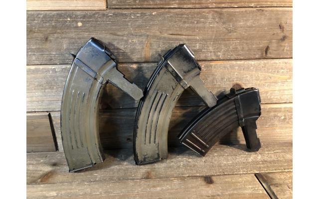 Two Pre-owned Thirty Round Capacity & One Twenty Round Capacity 7.62x39 SKS Magazines