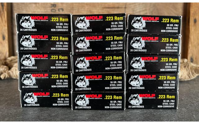 300 Rounds of Wolf .223Rem 55Gr Steel Case FMJ