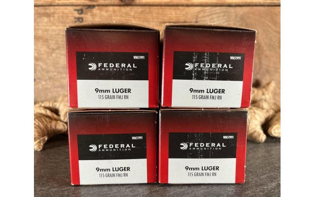 400 Rounds of Federal 9mm 115Gr FMJ