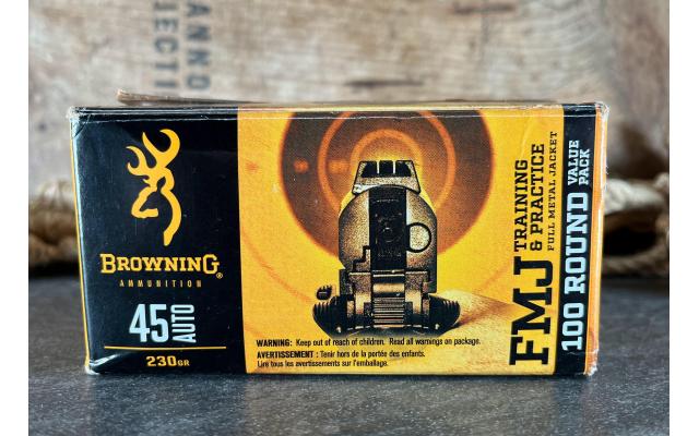 100 Rounds of Browning .45acp 230Gr FMJ