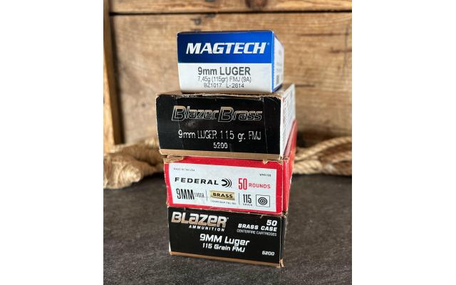 200 Rounds of 9mm 115Gr FMJ