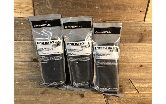Three New Magpul Pmag30 5.56 NATO Thirty Round Capacity Magazines