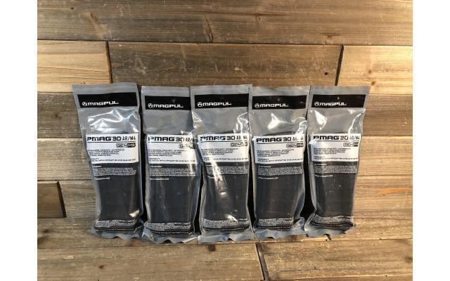 Five New Magpul Pmag30 5.56 NATO Thirty Round Capacity Magazines