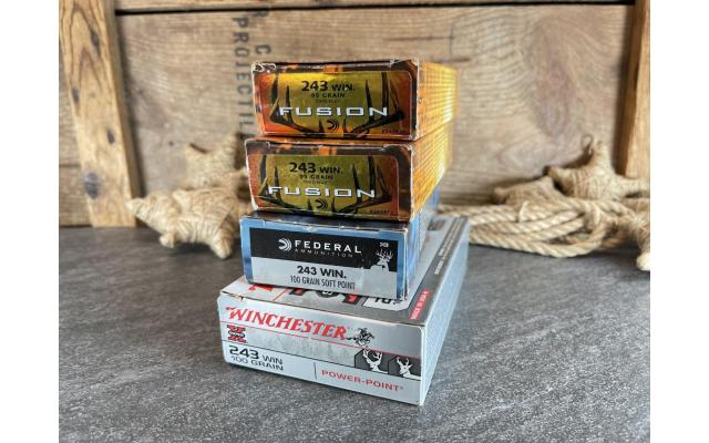 65rds .243WIN Ammunition, Various Brands 100gr / 95gr