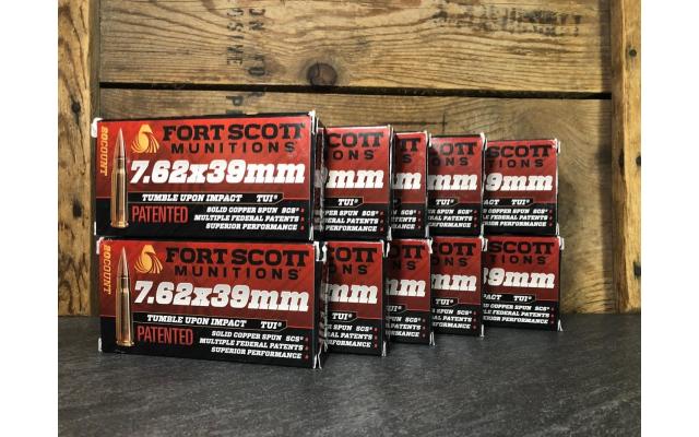 200 Rounds of Fort Scott Munitions TUI 117GR 7.62x39 Ammunition